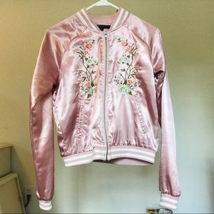 Blush pink bomber jacket